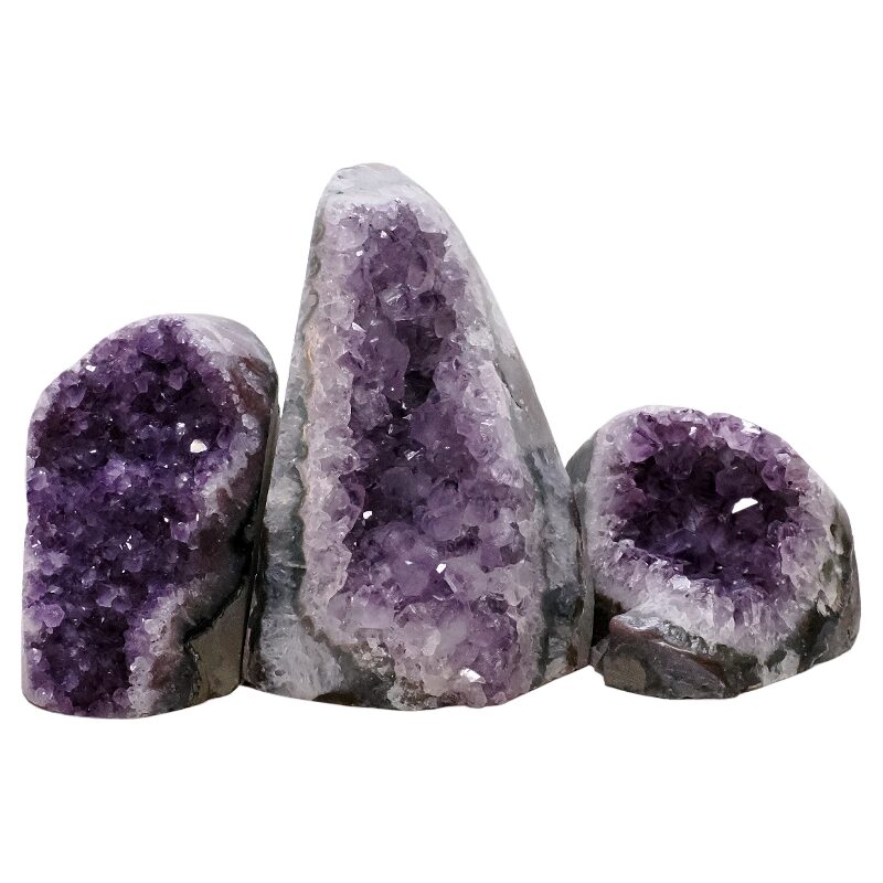 2kg Amethyst Polished Crystal Geode Specimen Set 3 Pieces L562 3 Amethyst Polished Crystal Geode Specimen Set 3 Pieces L562 | Crystal Factory