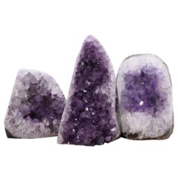 Amethyst Polished Crystal Geode Specimen Set 3 Pieces L563 | Crystal Factory