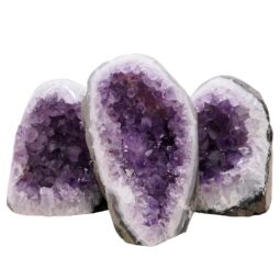 Amethyst Polished Crystal Geode Specimen Set 3 Pieces L566 | Crystal Factory