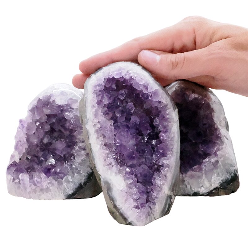 1.9kg Amethyst Polished Crystal Geode Specimen Set 3 Pieces L566 4 Amethyst Polished Crystal Geode Specimen Set 3 Pieces L566 | Crystal Factory