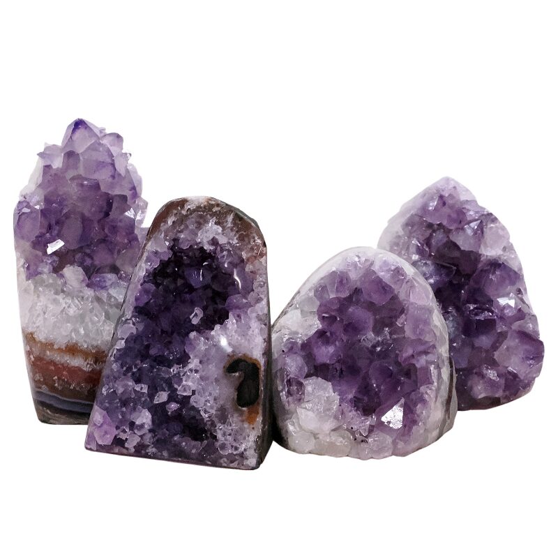 1.5kg Amethyst Polished Crystal Geode Specimen Set 4 Pieces L572 3 Amethyst Polished Crystal Geode Specimen Set 4 Pieces L572 | Crystal Factory