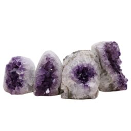 Amethyst Polished Crystal Geode Specimen Set 4 Pieces L574 | Crystal Factory