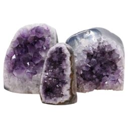 Amethyst Polished Crystal Geode Specimen Set 3 Pieces L579 | Crystal Factory