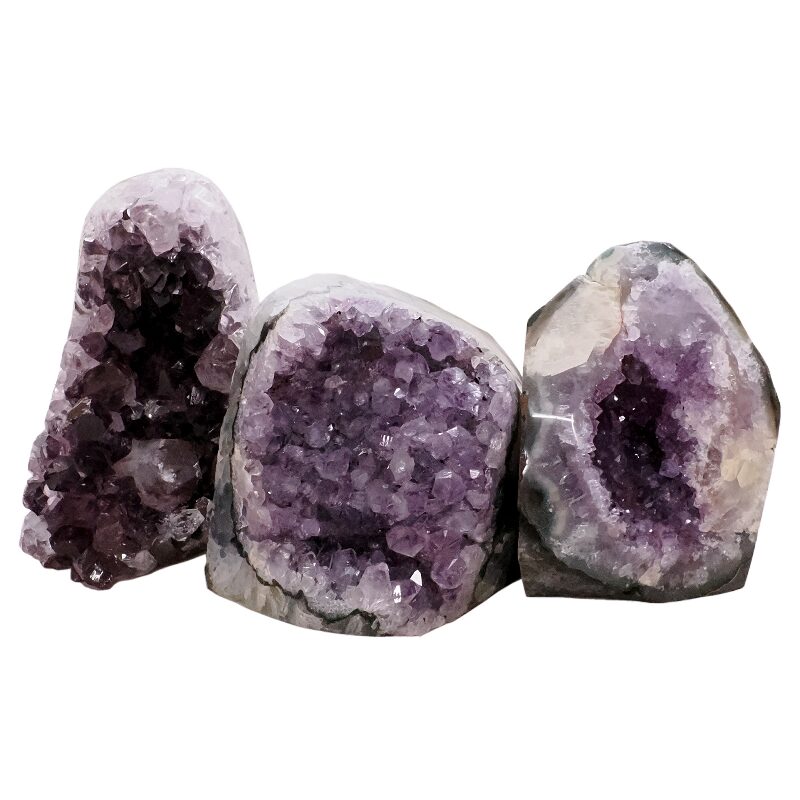 2kg Amethyst Polished Crystal Geode Specimen Set 3 Pieces L582 3 Amethyst Polished Crystal Geode Specimen Set 3 Pieces L582 | Crystal Factory