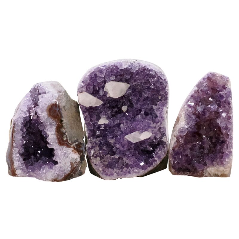 1.8kg Amethyst Polished Crystal Geode Specimen Set 3 Pieces L583 3 Amethyst Polished Crystal Geode Specimen Set 3 Pieces L583 | Crystal Factory