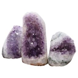 Amethyst Polished Crystal Geode Specimen Set 3 Pieces L584 | Crystal Factory