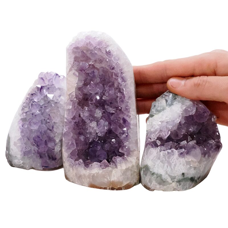 1.8kg Amethyst Polished Crystal Geode Specimen Set 3 Pieces L584 4 Amethyst Polished Crystal Geode Specimen Set 3 Pieces L584 | Crystal Factory