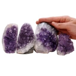 Amethyst Polished Crystal Geode Specimen Set 4 Pieces L587 | Crystal Factory