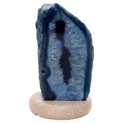 Blue Agate Crystal Lamp with Marble Base - Blue LED - N2401 | Crystal Factory
