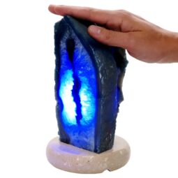 Blue Agate Crystal Lamp with Marble Base - Blue LED - N2401 | Crystal Factory
