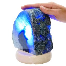 Blue Agate Crystal Lamp with Marble Base - Blue LED - N2402 | Crystal Factory