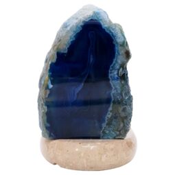 Blue Agate Crystal Lamp with Marble Base - Blue LED - N2403 | Crystal Factory