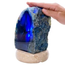 Blue Agate Crystal Lamp with Marble Base - Blue LED - N2403 | Crystal Factory