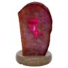 Pink Agate Crystal Lamp with Marble Base - Purple LED - N2404 | Crystal Factory
