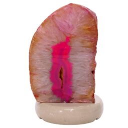 Pink Agate Crystal Lamp with Marble Base - Purple LED - N2406 | Crystal Factory