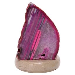 Pink Agate Crystal Lamp with Marble Base - Purple LED - N2407 | Crystal Factory