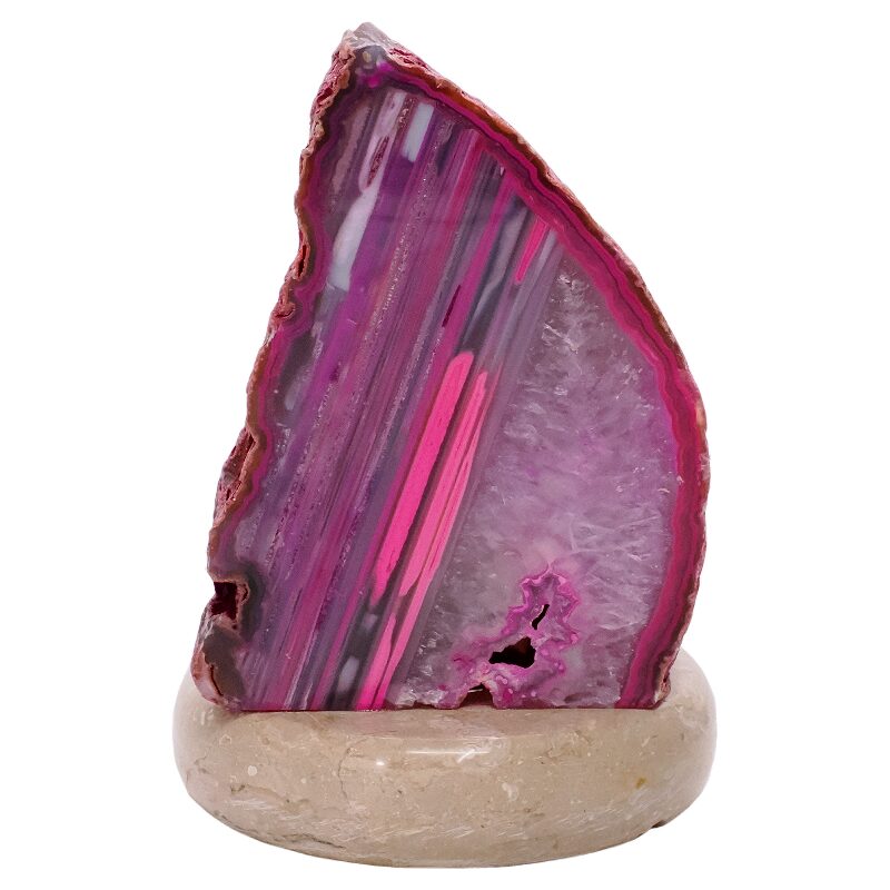 2.7kg Pink Agate Crystal Lamp with Marble Base - Purple LED - N2407 3 Pink Agate Crystal Lamp with Marble Base - Purple LED - N2407 | Crystal Factory