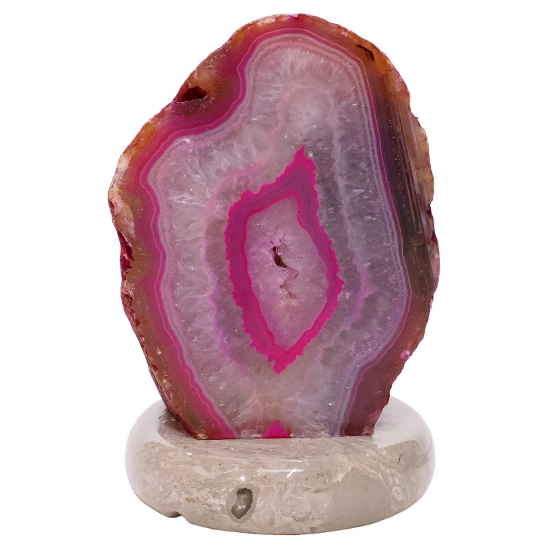 3.3kg Pink Agate Crystal Lamp with Marble Base - Purple LED - N2408 3 Pink Agate Crystal Lamp with Marble Base - Purple LED - N2408 | Crystal Factory