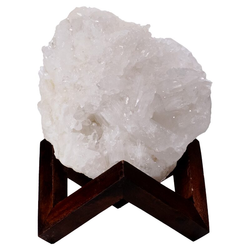 3.4kg Natural Clear Quartz Specimen on Timber Stand 12cm R638 3 Natural Clear Quartz Specimen on Timber Stand 12cm R638 | Crystal Factory