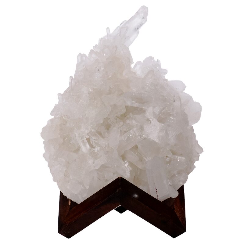 4.8kg Natural Clear Quartz Specimen on Timber Stand 12cm R639 3 Natural Clear Quartz Specimen on Timber Stand 12cm R639 | Crystal Factory