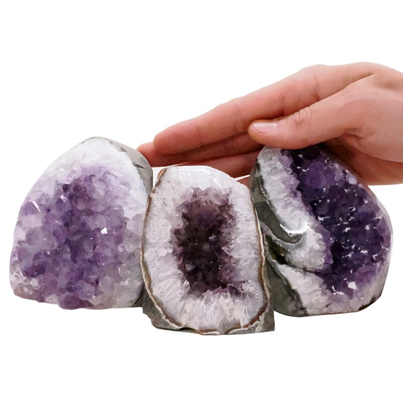 1.9kg Amethyst Polished Crystal Geode Specimen Set 3 Pieces R658 4 Amethyst Polished Crystal Geode Specimen Set 3 Pieces R658 | Crystal Factory