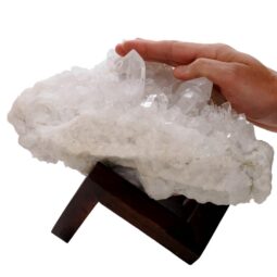 Natural Clear Quartz Specimen on Timber Stand 12cm S1638 | Crystal Factory