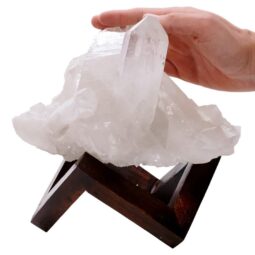 Natural Clear Quartz Specimen on Timber Stand 12cm S1639 | Crystal Factory