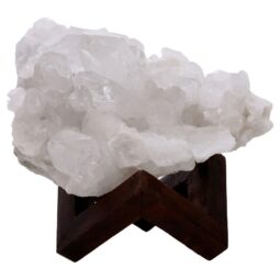 Natural Clear Quartz Specimen on Timber Stand 12cm S1640 | Crystal Factory