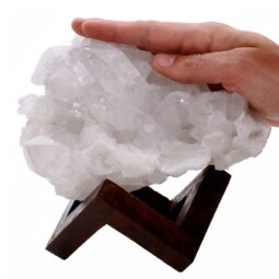 Natural Clear Quartz Specimen on Timber Stand 12cm S1640 | Crystal Factory