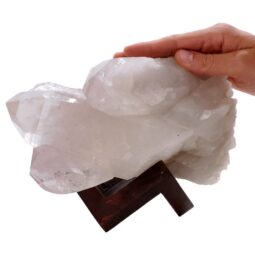Natural Clear Quartz Specimen on Timber Stand 12cm S1641 | Crystal Factory