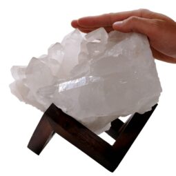 Natural Clear Quartz Specimen on Timber Stand 12cm S1644 | Crystal Factory