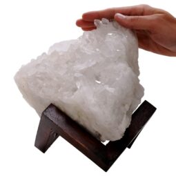 Natural Clear Quartz Specimen on Timber Stand 12cm S1645 | Crystal Factory