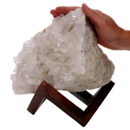 Natural Clear Quartz Specimen on Timber Stand 14cm S1648 | Crystal Factory
