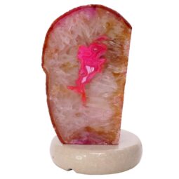 Pink Agate Crystal Lamp with Marble Base - Purple LED - S1659 | Crystal Factory