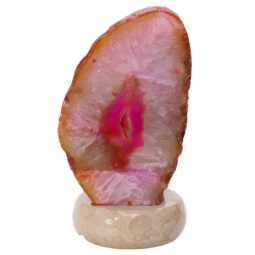 Pink Agate Crystal Lamp with Marble Base - Purple LED - S1662 | Crystal Factory