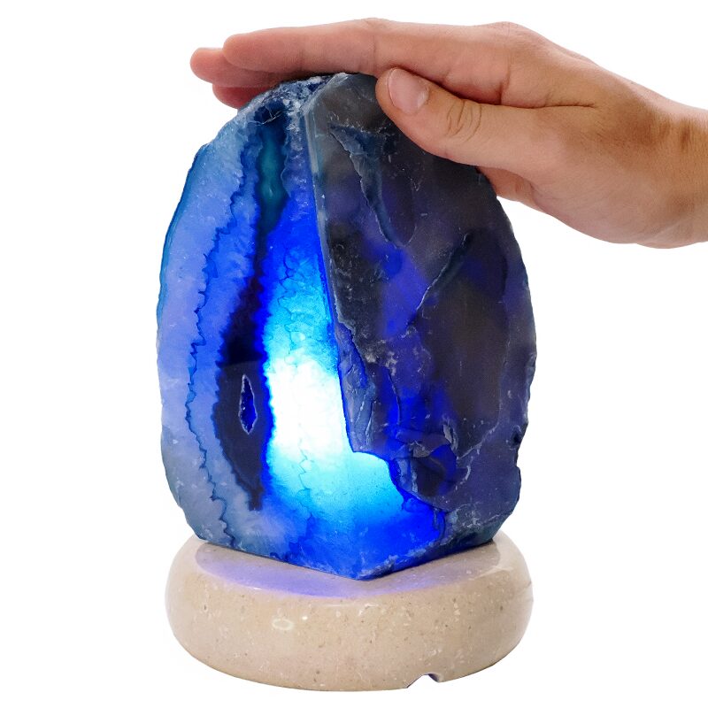3kg Blue Agate Crystal Lamp with Marble Base - Blue LED - S1668 4 Blue Agate Crystal Lamp with Marble Base - Blue LED - S1668 | Crystal Factory