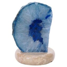 Blue Agate Crystal Lamp with Marble Base - Blue LED - S1669 | Crystal Factory