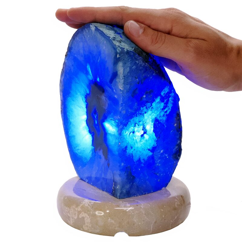 3kg Blue Agate Crystal Lamp with Marble Base - Blue LED - S1669 4 Blue Agate Crystal Lamp with Marble Base - Blue LED - S1669 | Crystal Factory