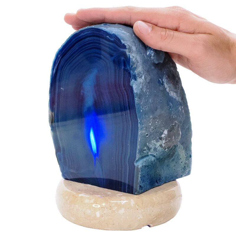 3.7kg Blue Agate Crystal Lamp with Marble Base - Blue LED - S1670 4 Blue Agate Crystal Lamp with Marble Base - Blue LED - S1670 | Crystal Factory