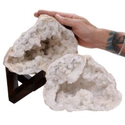 5.1kg Calcite Geode Pair on Timber Stand 12cm S1681 7 Calcite Geode Pair on Timber Stand 12cm S1681 | Crystal Factory
