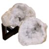 6.5kg Calcite Geode Pair on Timber Stand 12cm S1682 2 Calcite Geode Pair on Timber Stand 12cm S1682 | Crystal Factory