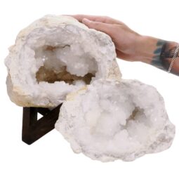 10.3kg Calcite Geode Pair on Timber Stand 12cm S1684 7 Calcite Geode Pair on Timber Stand 12cm S1684 | Crystal Factory