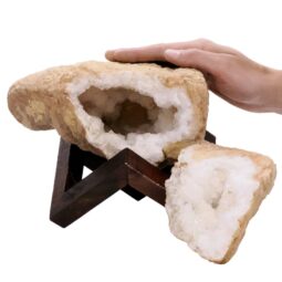 6.7kg Calcite Geode Pair on Timber Stand 12cm S1685 7 Calcite Geode Pair on Timber Stand 12cm S1685 | Crystal Factory