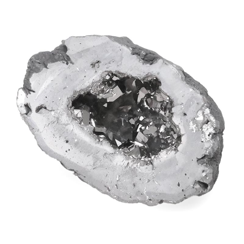Titanium Silver Agate Cluster Mini Geode 6 Titanium SIlver Agate Cluster Mini Geode | Crystal Factory