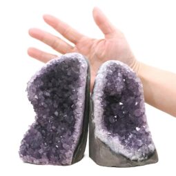 Amethyst Polished Crystal Geode Specimen Set 2 Pieces B889 | Crystal Factory