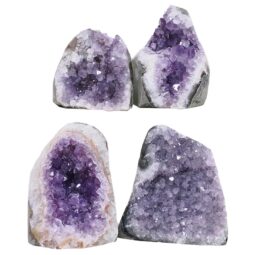 Amethyst Polished Crystal Geode Specimen Set 4 Pieces B893 | Crystal Facctory