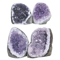 Amethyst Polished Crystal Geode Specimen Set 4 Pieces B897 | Crystal Facctory