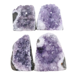 Amethyst Polished Crystal Geode Specimen Set 4 Pieces B901 | Crystal Facctory