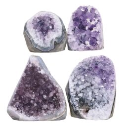 Amethyst Polished Crystal Geode Specimen Set 4 Pieces B902 | Crystal Facctory