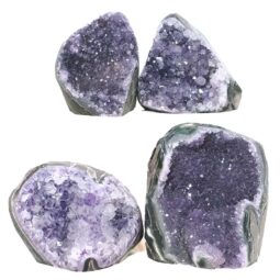 Amethyst Polished Crystal Geode Specimen Set 4 Pieces B907 | Crystal Facctory